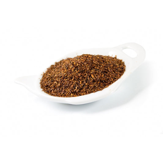 Naturell Rooibos. Naturligt koffeinfri. Har en sötaktig, fruktig smak. Innehåller en mängd näringsämnen och mineraler. Kan dra länge utan att bli beskt.