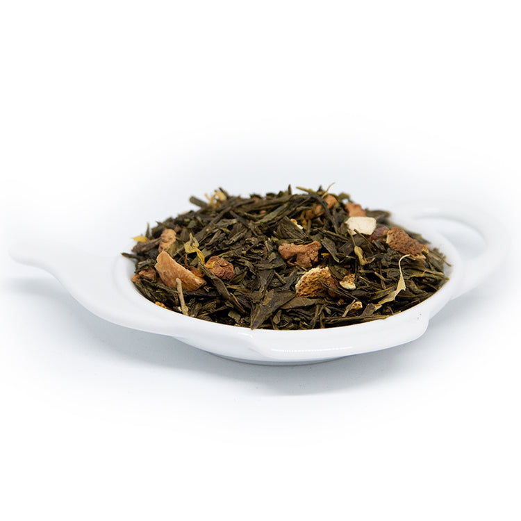 grönt te med Frisk smak av grapefrukt blandat med en rundare ton av aprikos och äpple.