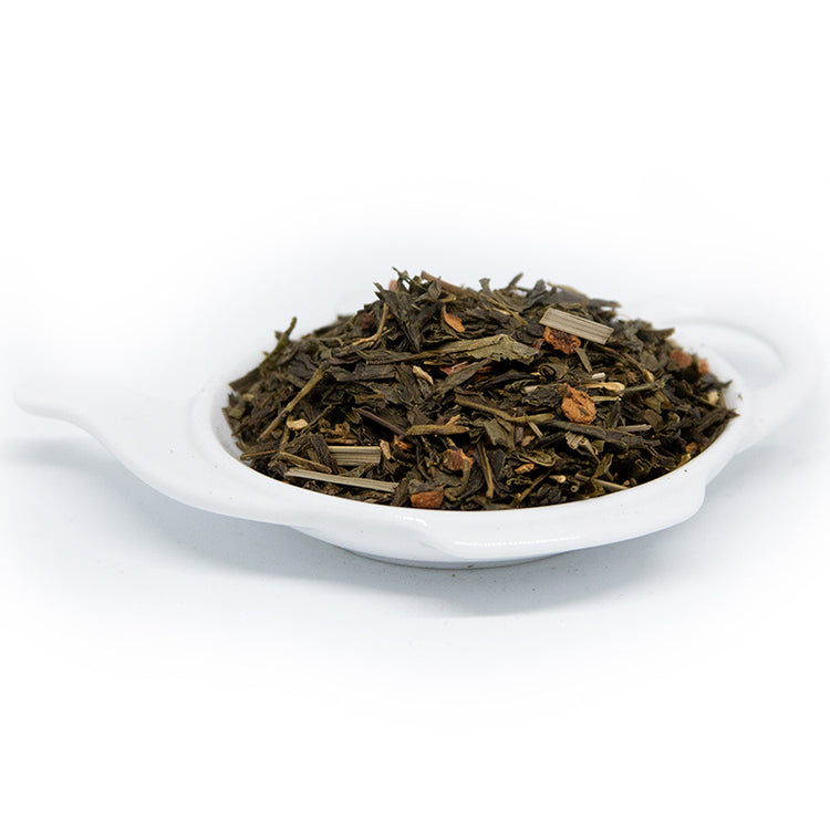 ett grönt te som har en Söt, fruktig smak av päron med kryddigt inslag av ingefära. Innehåller äpple och citrongräs.