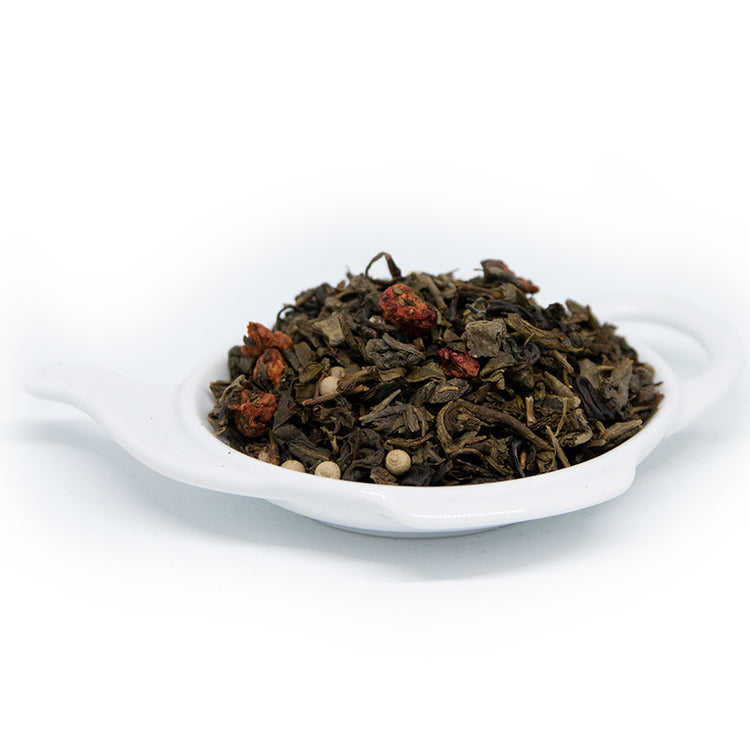 Te smaksatt med jordgubb, bourbonvanilj samt mild vitpeppar