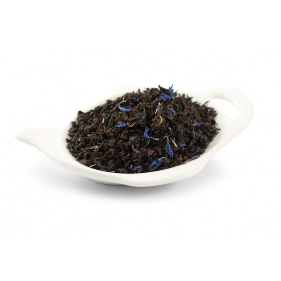 svart te Earl Grey te med blåklint.