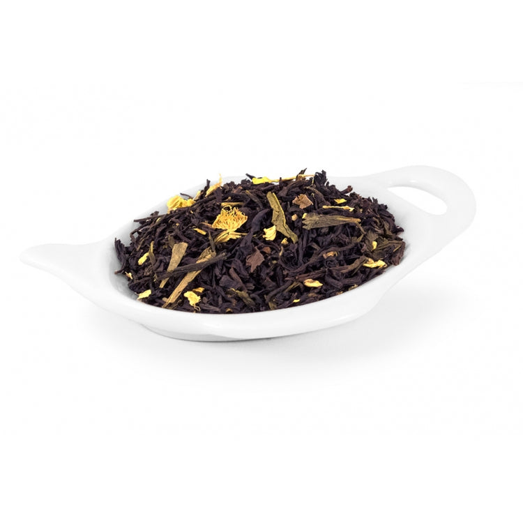 svart te En fin blandning av svart och grönt te med smak av jordgubb, rabarber, mango, maracuja och grädde. Innehåller även kaktus- och solrosblommor.
